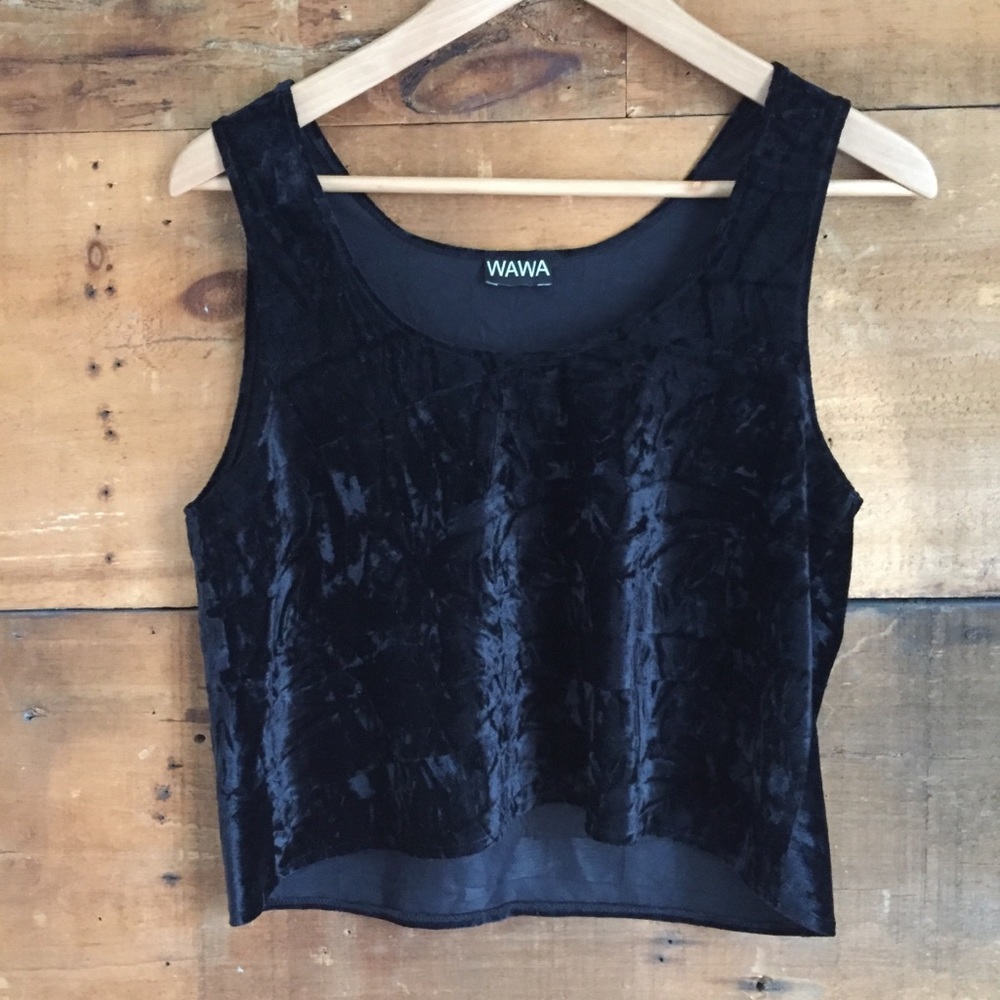 crushed velvet cropped tank top